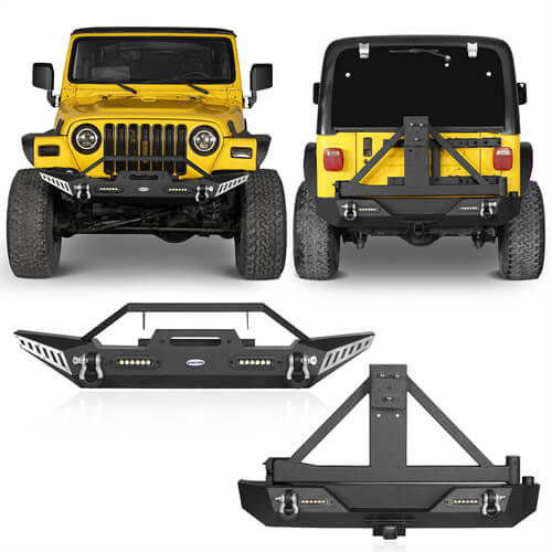 Jeep TJ Front and Rear Bumper Combo with Tire Carrier Blade Master for Jeep Wrangler YJ TJ 1987-2006 u-Box BXG.1010+BXG.1011 1 