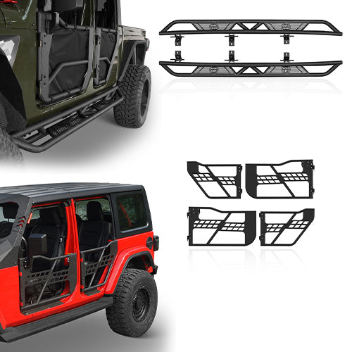 4-Door Running Boards & Tubular Half Doors Combo for 2020-2023 Jeep Gladiator - u-Box Offroad BXG.3009+7000 1