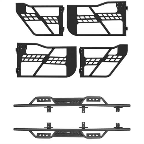 Jeep JT 4-Door Side Steps & Tubular Half Doors for 2020-2023 Jeep Gladiator - u-Box BXG.3009+7001 2