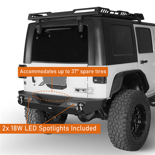 Blade Front Bumper w/ 60W Work Light Bar & Different Trail Rear Bumper Combo Kit for 2007-2018 Jeep Wrangler JK JKU - u-Box Offroad BXG.2031+2030 11