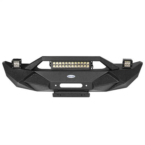 Blade Front Bumper w/ 60W Work Light Bar & Different Trail Rear Bumper Combo Kit for 2007-2018 Jeep Wrangler JK JKU - u-Box Offroad BXG.2031+2030 12