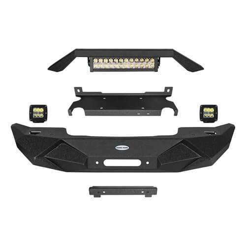 Blade Front Bumper w/ 60W Work Light Bar & Different Trail Rear Bumper Combo Kit for 2007-2018 Jeep Wrangler JK JKU - u-Box Offroad BXG.2031+2030 16