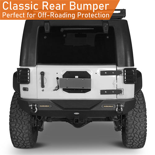 Blade Front Bumper w/ 60W Work Light Bar & Different Trail Rear Bumper Combo Kit for 2007-2018 Jeep Wrangler JK JKU - u-Box Offroad BXG.2031+2030 9