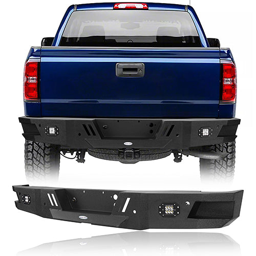 Chevrolet Silverado Rear Bumper w/LED Floodlights for 2007-2018 Chevy Silverado 1500 - u-Box Offroad BXG.9025 1