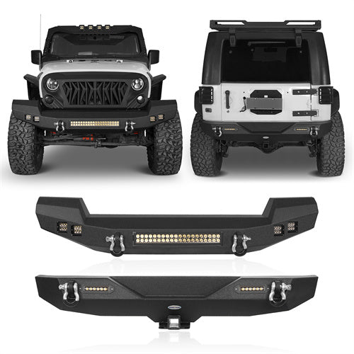 Hooke Road Opar Climber Front Bumper & Different Trail Rear Bumper Combo Kit for Jeep Wrangler JK JKU 2007-2018 u-Box Offroad BXG.2052+BXG.2030 1