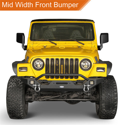 Hooke Road Different Trail Front Bumper and Explorer Rear Bumper Combo with Tire Carrier for Jeep Wrangler TJ 1997-2006  u-Box BXG.1010+BXG.1012 10