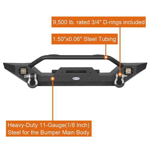Hooke Road Different Trail Front Bumper and Explorer Rear Bumper Combo with Tire Carrier for Jeep Wrangler TJ 1997-2006  u-Box BXG.1010+BXG.1012 12