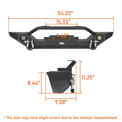 Hooke Road Different Trail Front Bumper and Explorer Rear Bumper Combo with Tire Carrier for Jeep Wrangler TJ 1997-2006  u-Box BXG.1010+BXG.1012 20