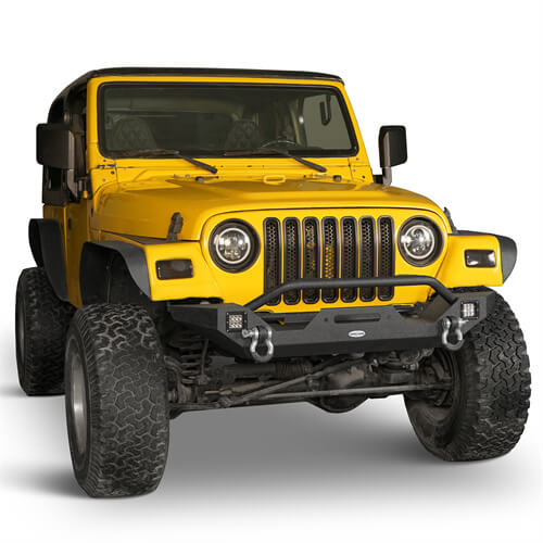 Hooke Road Different Trail Front Bumper and Explorer Rear Bumper Combo with Tire Carrier for Jeep Wrangler TJ 1997-2006  u-Box BXG.1010+BXG.1012 4