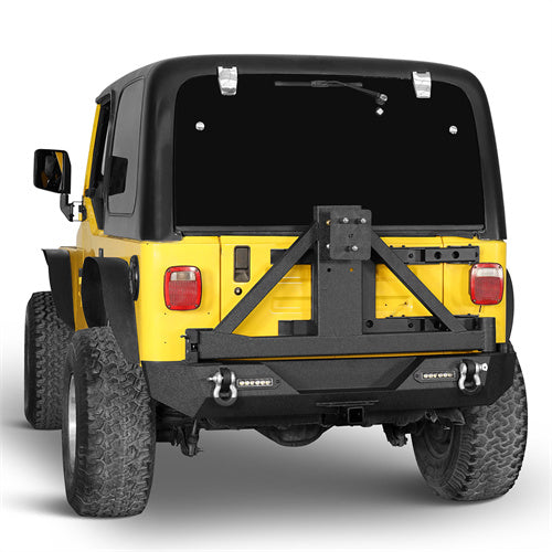 Hooke Road Different Trail Front Bumper and Explorer Rear Bumper Combo with Tire Carrier for Jeep Wrangler TJ 1997-2006  u-Box BXG.1010+BXG.1012 6