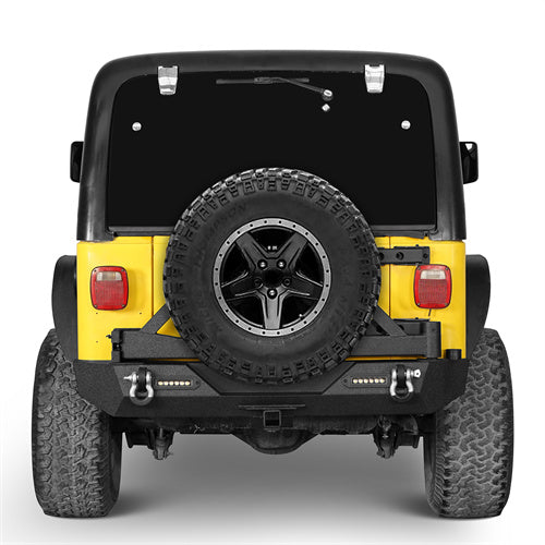 Hooke Road Different Trail Front Bumper and Explorer Rear Bumper Combo with Tire Carrier for Jeep Wrangler TJ 1997-2006  u-Box BXG.1010+BXG.1012 7