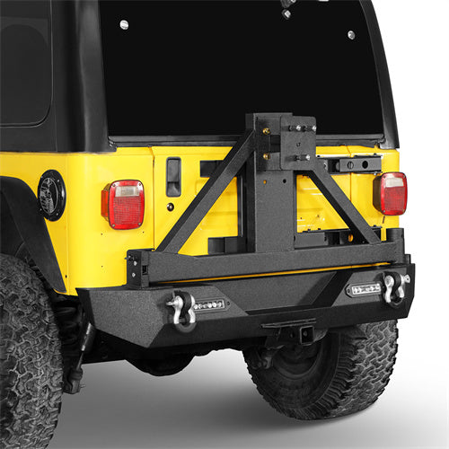 Hooke Road Different Trail Front Bumper and Explorer Rear Bumper Combo with Tire Carrier for Jeep Wrangler TJ 1997-2006  u-Box BXG.1010+BXG.1012 8