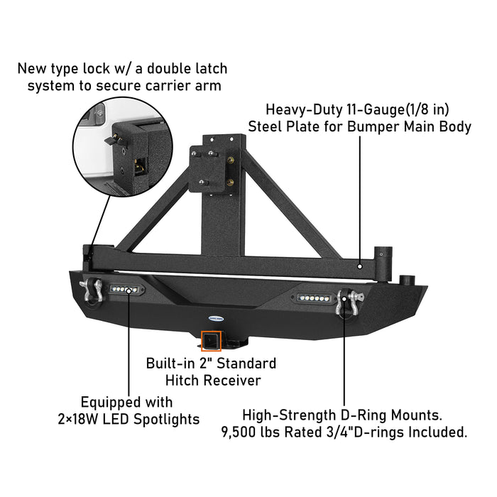 Jeep JK Different Trail Front and Rear Bumper Combo for 2007-2018 Jeep Wrangler JK - u-Box BXG.2029+BXG.3018  12