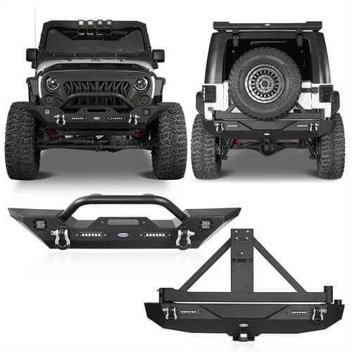 Jeep JK Different Trail Front and Rear Bumper Combo for 2007-2018 Jeep Wrangler JK - u-Box BXG.2029+BXG.3018  1