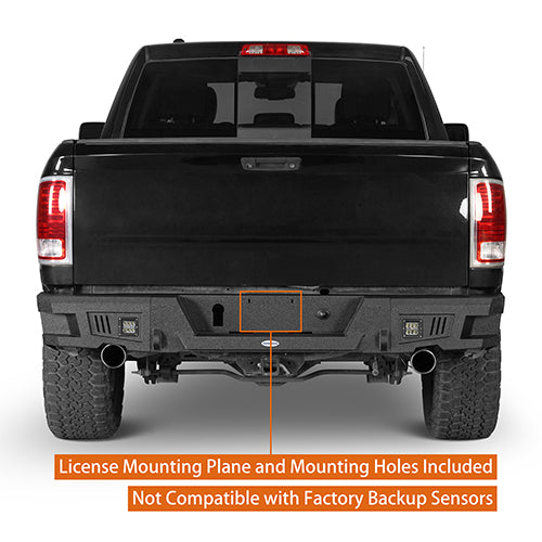 Black Complete Rear Step Bumper With Sensor Holes For 2009-2018 Dodge Ram 1500 Black Complete Rear Step Bumper With Sensor Holes For 2009-2018 Dodge Ram 1500