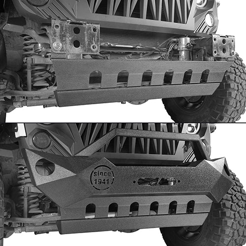 Jeep JK Mid Width Front Bumper & Rear Bumper & Front Skid Plate for 2007-2018 Jeep Wrangler JK - u-Box Offroad  BXG.3018+2030+2042 12