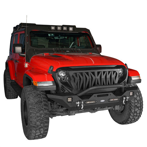 Jeep JK Mid Width Front Bumper & Rear Bumper & Front Skid Plate for 2007-2018 Jeep Wrangler JK - u-Box Offroad  BXG.3018+2030+2042 4