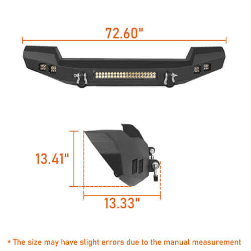 Full Width Front Bumper & Rear Bumper w/Oil Drum Rack Bar for 2007-2018 Jeep Wrangler JK JKU u-Box BXG.2052+BXG.2015 15