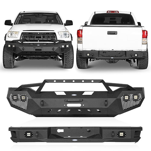 Front Bumper w/Hoop & Rear Bumper for 2007-2013 Toyota Tundra - u-Box Offroad BXG.5200+5201 1