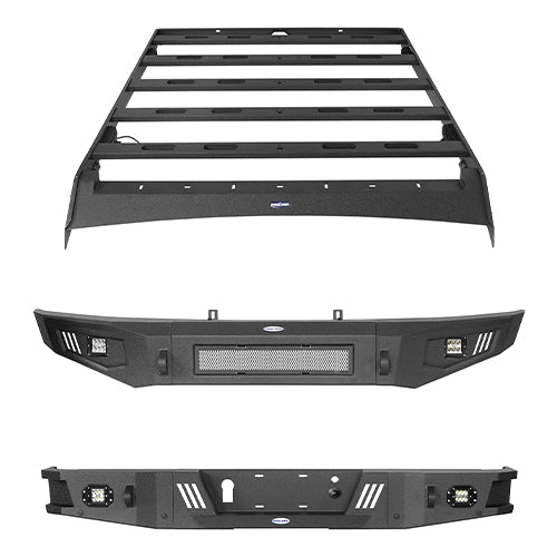 Front Bumper / Rear Bumper / Roof Rack for 2009-2014 F-150 SuperCrew,Excluding Raptor - u-Box Offroad BXG.8205+8201+8204 2