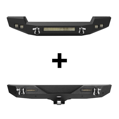 Hooke Road Full Width Climber Front Bumper & Explorer Rear Bumper for 2018-2023 Jeep Wrangler JL BXG515BXG505 u-Box Offroad BXG.3011+BXG.3003 2