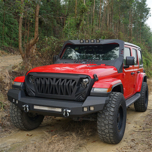 Hooke Road Full Width Climber Front Bumper & Explorer Rear Bumper for 2018-2023 Jeep Wrangler JL BXG515BXG505 u-Box Offroad BXG.3011+BXG.3003 3