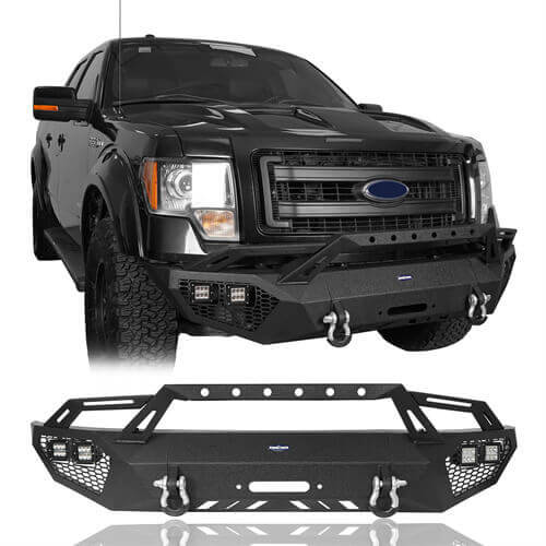Full Width Front Bumper for 2009-2014 Ford F-150, Excluding Raptor - u-Box Offroad b820082018202 17