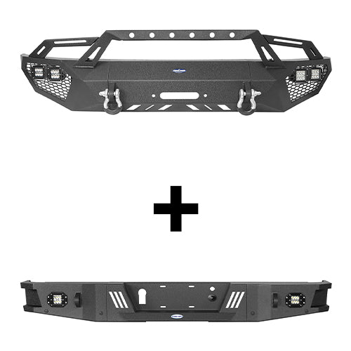 Front Bumper w/ Grill Guard & Rear Bumper for 2009-2014 Ford F-150 Excluding Raptor - u-Box Offroad BXG.8200+8204 2
