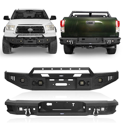 Full Width Front Bumper w/Winch Plate & Rear Bumper w/Hitch Receiver for 2007-2013 Toyota Tundra u-Box BXG.5205+BXG.5201 1