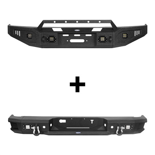 Full Width Front Bumper w/Winch Plate & Rear Bumper w/Hitch Receiver for 2007-2013 Toyota Tundra u-Box BXG.5205+BXG.5201 2