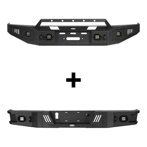 Full Width Front Bumper w/Winch Plate & Rear Bumper for 2007-2013 Toyota Tundra  u-Box BXG.5205+BXG.5206 2