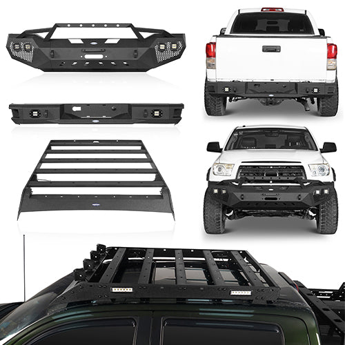 Full Width Front Bumper / Rear Bumper / Roof Rack for 2007-2013 Toyota Tundra Crewmax - u-Box Offroad BXG.5200+5201+5202 1