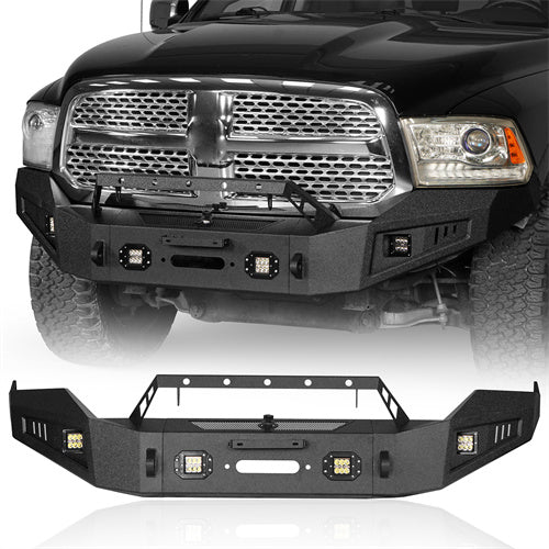 Dodge Ram Full Width Front Bumper w/ Winch Plate for Dodge Ram 1500 4-Door 2013-2018 - u-Box Offroad b6001s 2