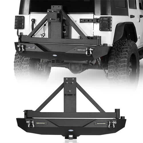 Jeep JK Rear Bumper w/Tire Carrier & Hitch Receiver for 2007-2018 Jeep Wrangler JK - u-Box Offroad b2029s 1