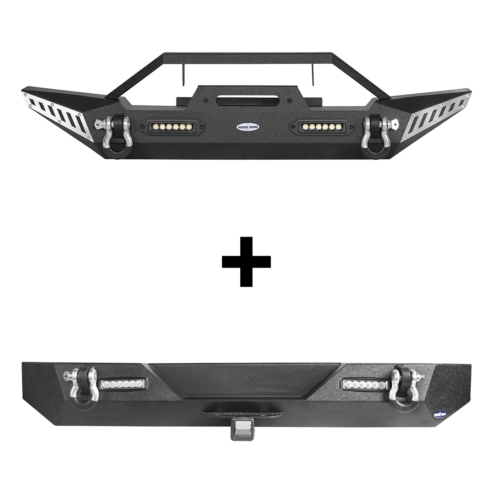 OEDRO Front & Rear Bumper Combo For Jeep Wrangler TJ YJ 1987-2006 - Full Width With Hitch Receiver