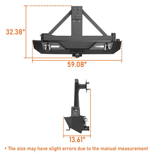 Jeep TJ Front and Rear Bumper Combo Stinger Stubby Front Bumper and Explorer Rear Bumper for Jeep Wrangler TJ YJ 1987-2006 u-Box BXG.1013+BXG.1010 14