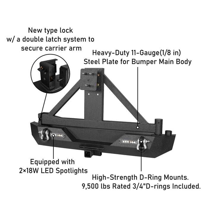 Jeep TJ Front and Rear Bumper Combo with Tire Carrier Blade Master for Jeep Wrangler YJ TJ 1987-2006 u-Box BXG.1010+BXG.1011 15