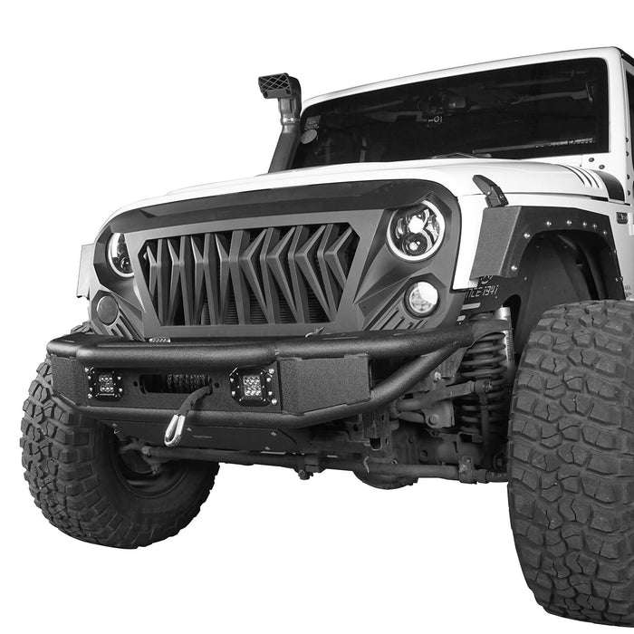 Hooke Road Opar Lotus Tubular Front Bumper & Different Trail Rear Bumper Combo Kit for 2007-2018 Jeep Wrangler JK JKU u-Box BXG.2032+BXG.2030 3