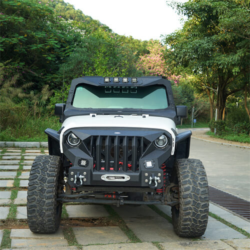 Front Bumper w/Grille Guard &  Winch plate for 2007-2018 Jeep Wrangler JK- u-Box Offroad BXG.2038 4