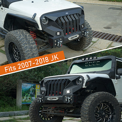 Front Bumper w/Grille Guard & Rear Bumper for 2007-2018 Jeep Wrangler JK - u-Box Offroad BXG.2038+2030 12