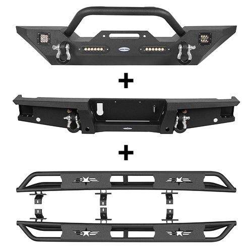 Jeep JT Mid Width Front Bumper / Rear Bumper / Side Steps for 2020-2023 Jeep Gladiator - u-Box Offroad  BXG.3018+7003+7002 2