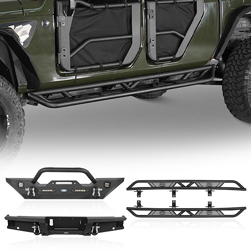 Jeep JT Mid Width Front Bumper / Rear Bumper / Running Boards for 2020-2023 Jeep Gladiator - u-Box Offroad BXG.3018+7003+7000 1