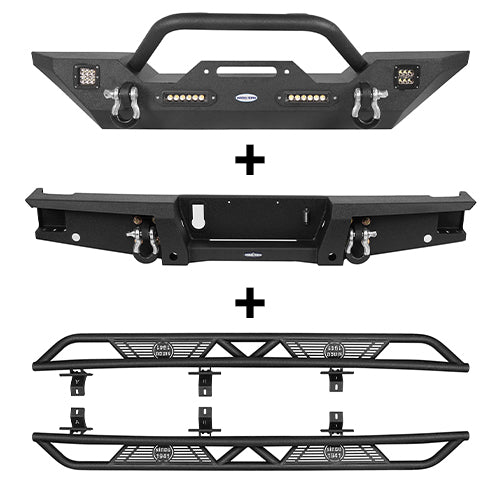 Jeep JT Mid Width Front Bumper / Rear Bumper / Running Boards for 2020-2023 Jeep Gladiator - u-Box Offroad BXG.3018+7003+7000 2