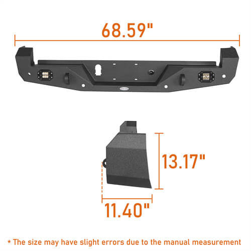 Rear Bumper w/Lights & Licence Plate Mount for 2005-2023 Toyota Tacoma - u-Box Offroad B40114200S4