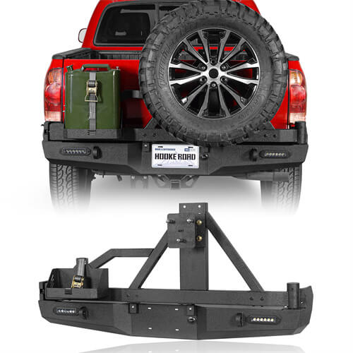 Rear Bumper w/Tire Carrier, Jerry Can Holder for 2005-2015 Toyota Tacoma - u-Box Offroad b4013s 2