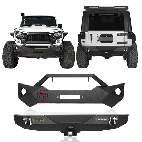 Rock Crawler Front Bumper & Different Trail Rear Bumper Combo Kit for 2007-2018 Jeep Wrangler JK JKU  u-Box BXG.2055+BXG.2030 1
