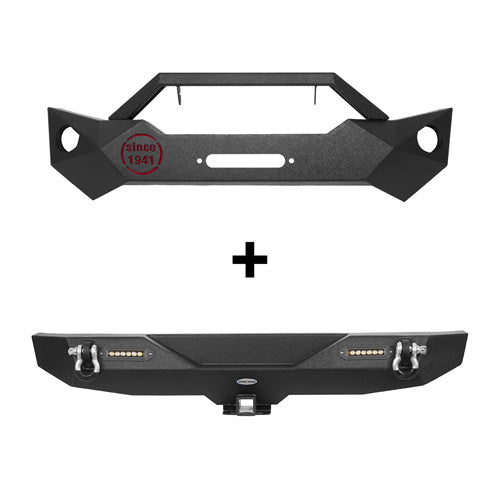 Rock Crawler Front Bumper & Different Trail Rear Bumper Combo Kit for 2007-2018 Jeep Wrangler JK JKU  u-Box BXG.2055+BXG.2030 2