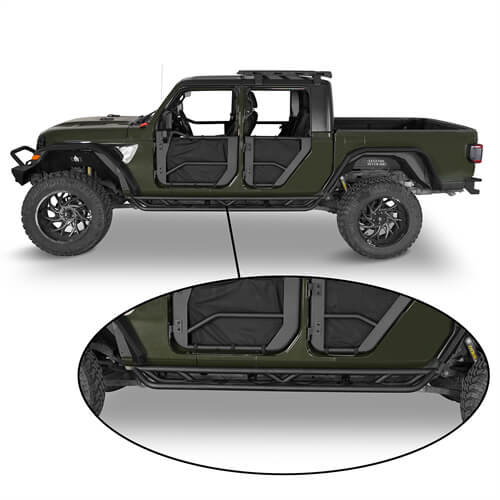 Jeep JT Running Boards Side Steps Nerf Bars for 2020-2021 Jeep Gladiator - u-Box Offroad b7000s 2