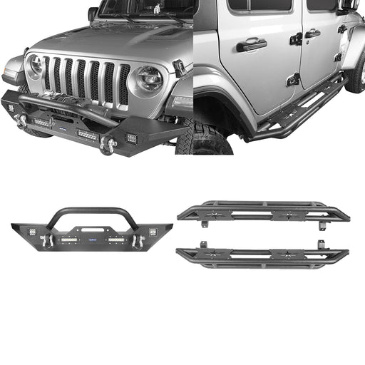 Mid Width Front Bumper & Five Star Side Steps(18-24 Jeep Wrangler JL 4 Door) - u-Box