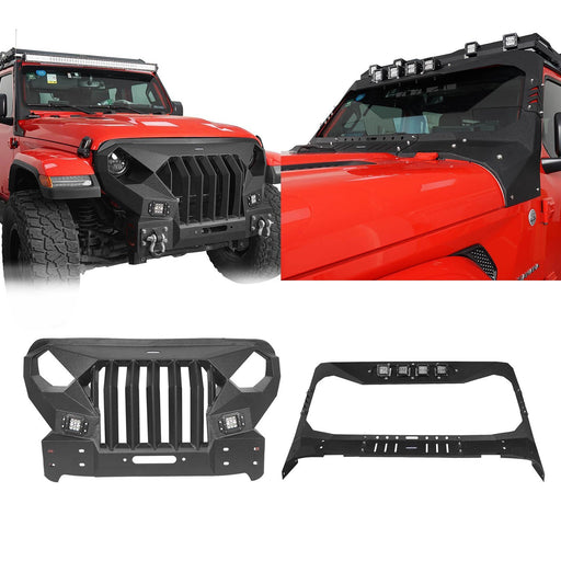 Mad Max Front Bumper & Windshield Frame Cover(18-24 Jeep Wrangler JL & Gladiator JT(Excluding Mojave)) - u-Box